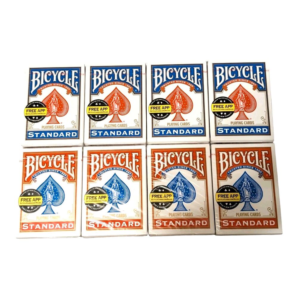 8X Bicycle Standard Poker Playing Cards New SEALED 4 Red 4 Blue Packs 8 Total